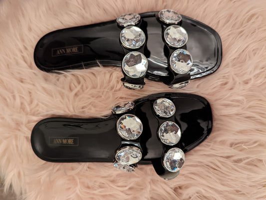 Bling Blang Black Jeweled Sandals