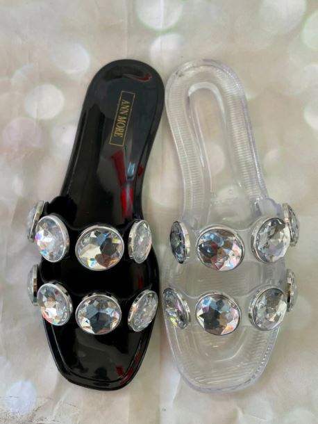 Bling Blang Black Jeweled Sandals