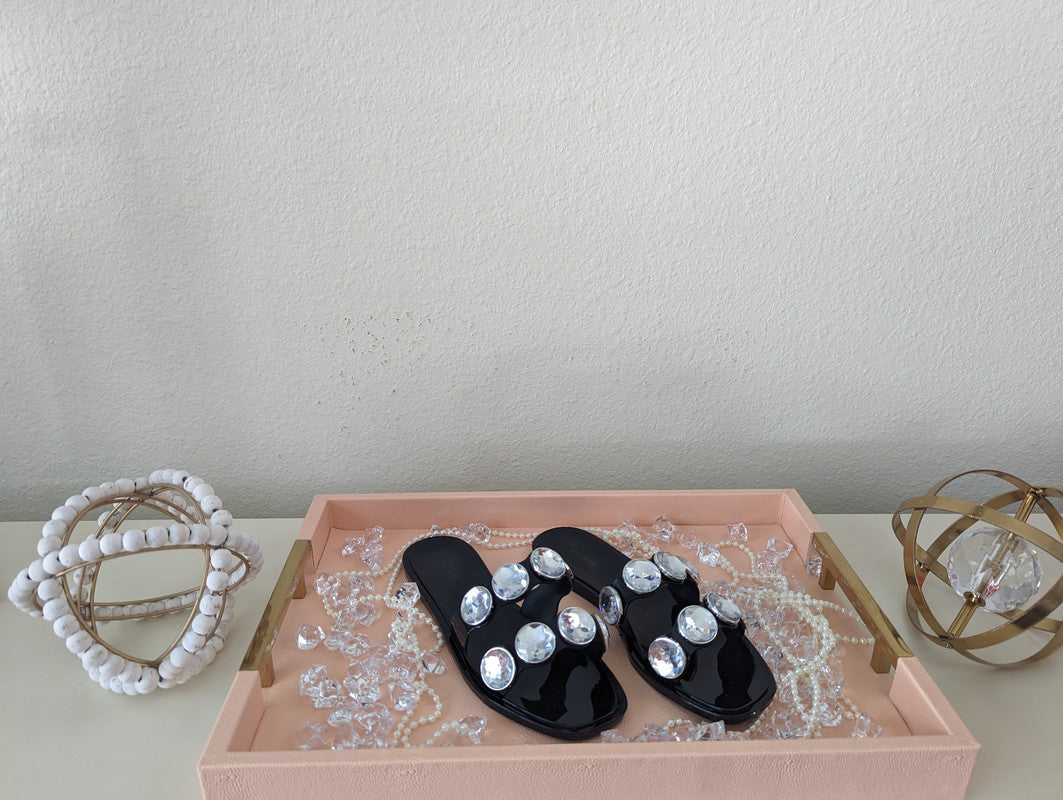 Bling Blang Black Jeweled Sandals