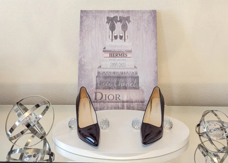Classic Lady Black Faux Suede Heels
