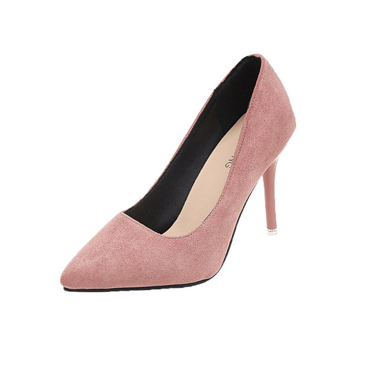 Classic Lady Pink Faux Suede Heels